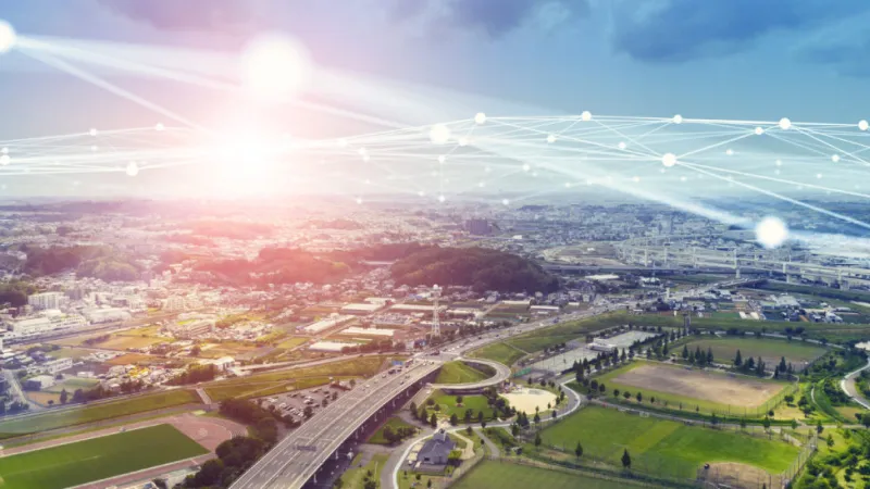 広大で近代的な実証実験都市の風景